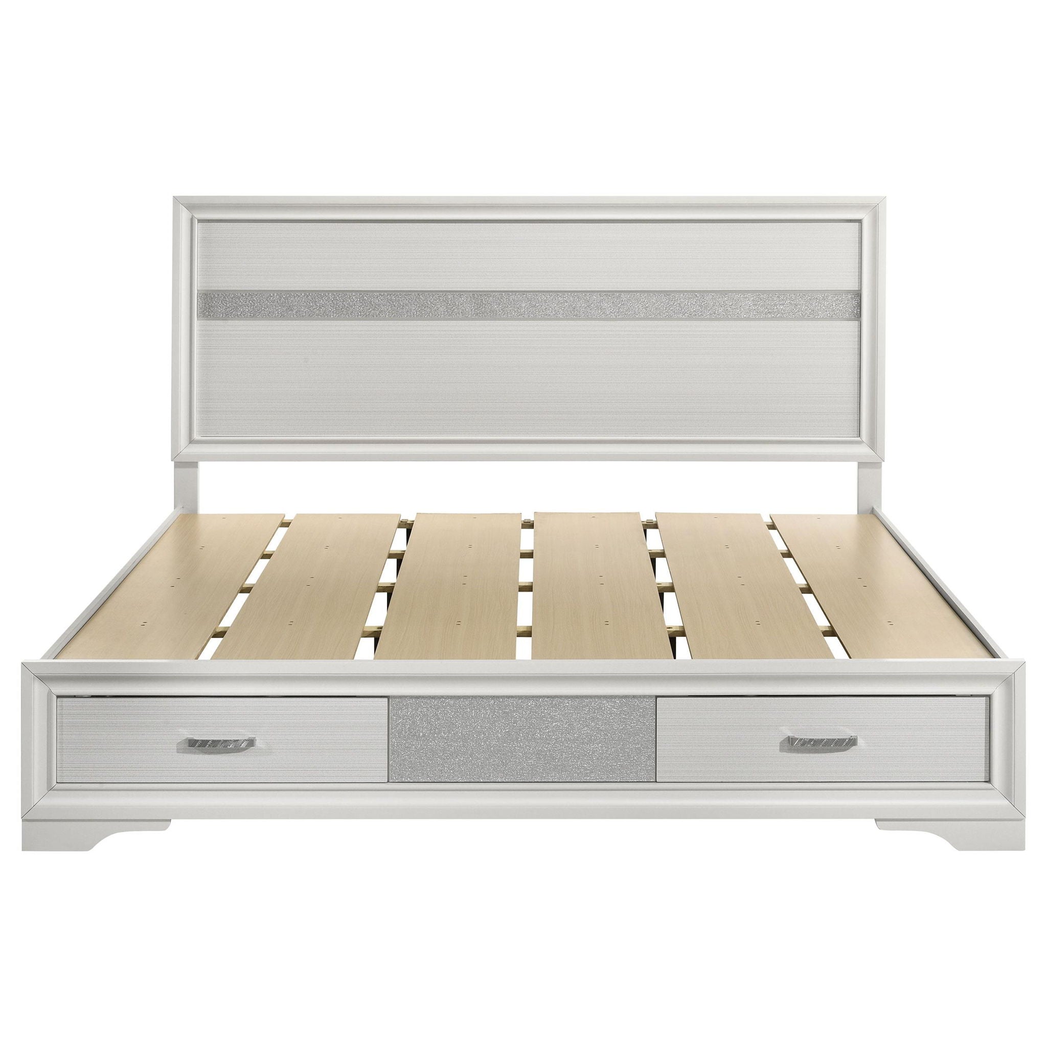 Miranda 51-inch Wood California King Storage Panel Bed White