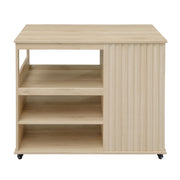 Kitchen Island Cart, Rolling Serving Utility Trolley Cart Modern Kitchen Island With Storage Drawer Wine Rack Lockable Casters, Kitchen Cart For Kitchen, Dining Room, Bar Living Room - Natural