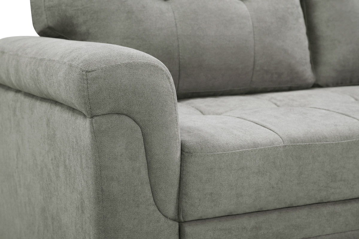 Lucca 84"W Light Gray Fabric Reversible Sectional Sleeper Sofa Chaise with Storage