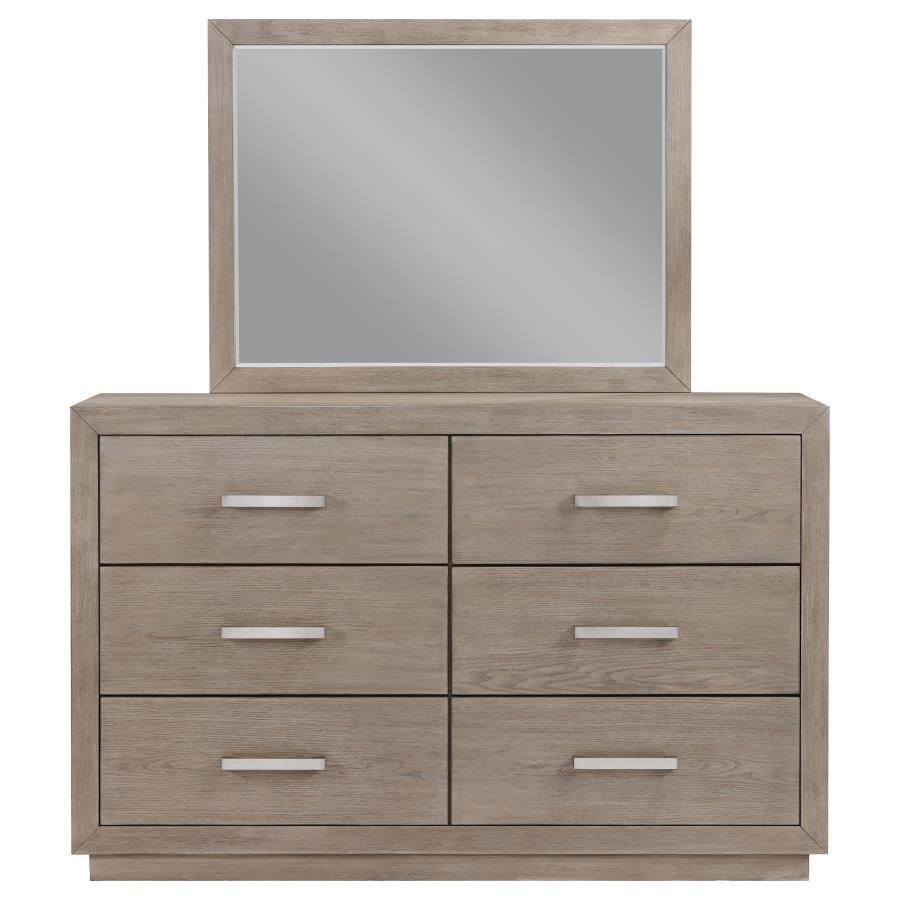 Coaster Fine Furniture Kenora - 6-Drawer Dresser And Mirror - Barley Brown | Meri Furniture