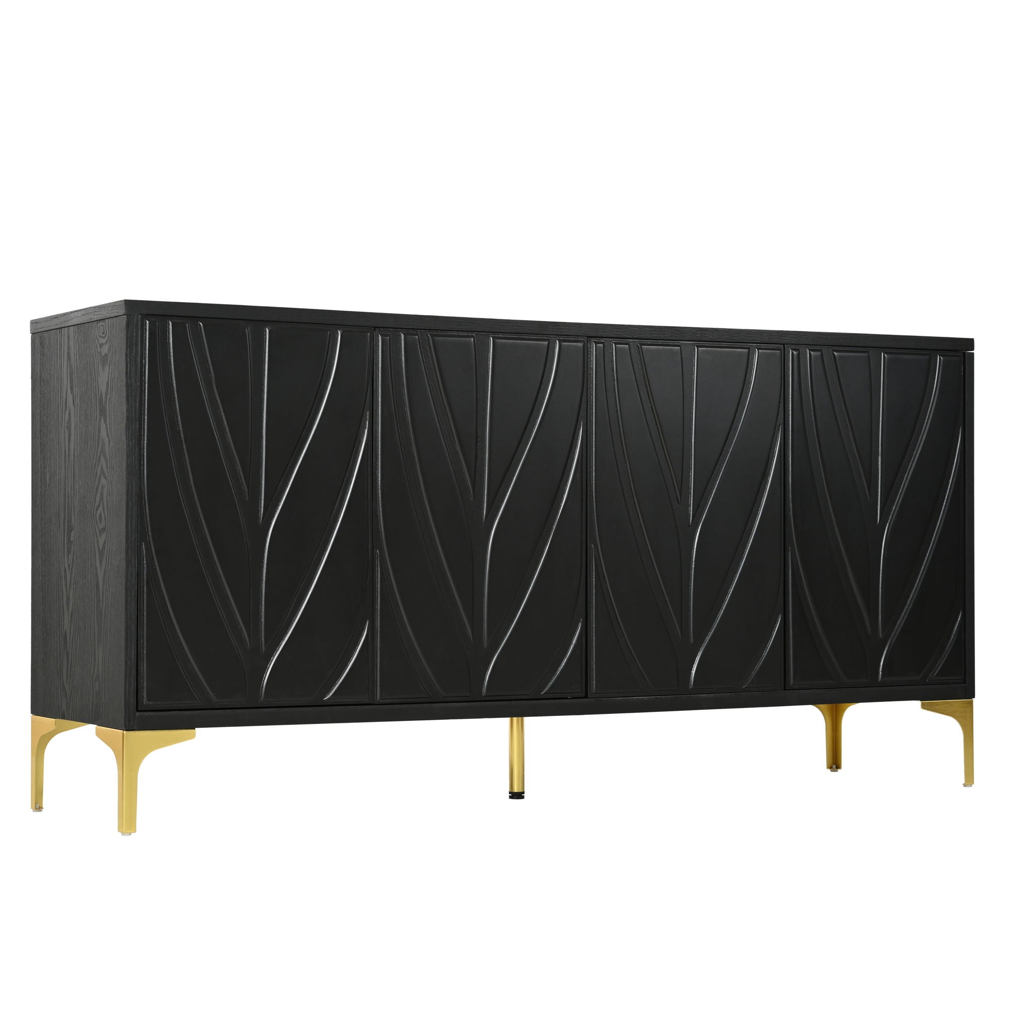 Modern Sideboard Buffet Cabinet With Handleless Press To Open Design With 4 Doors