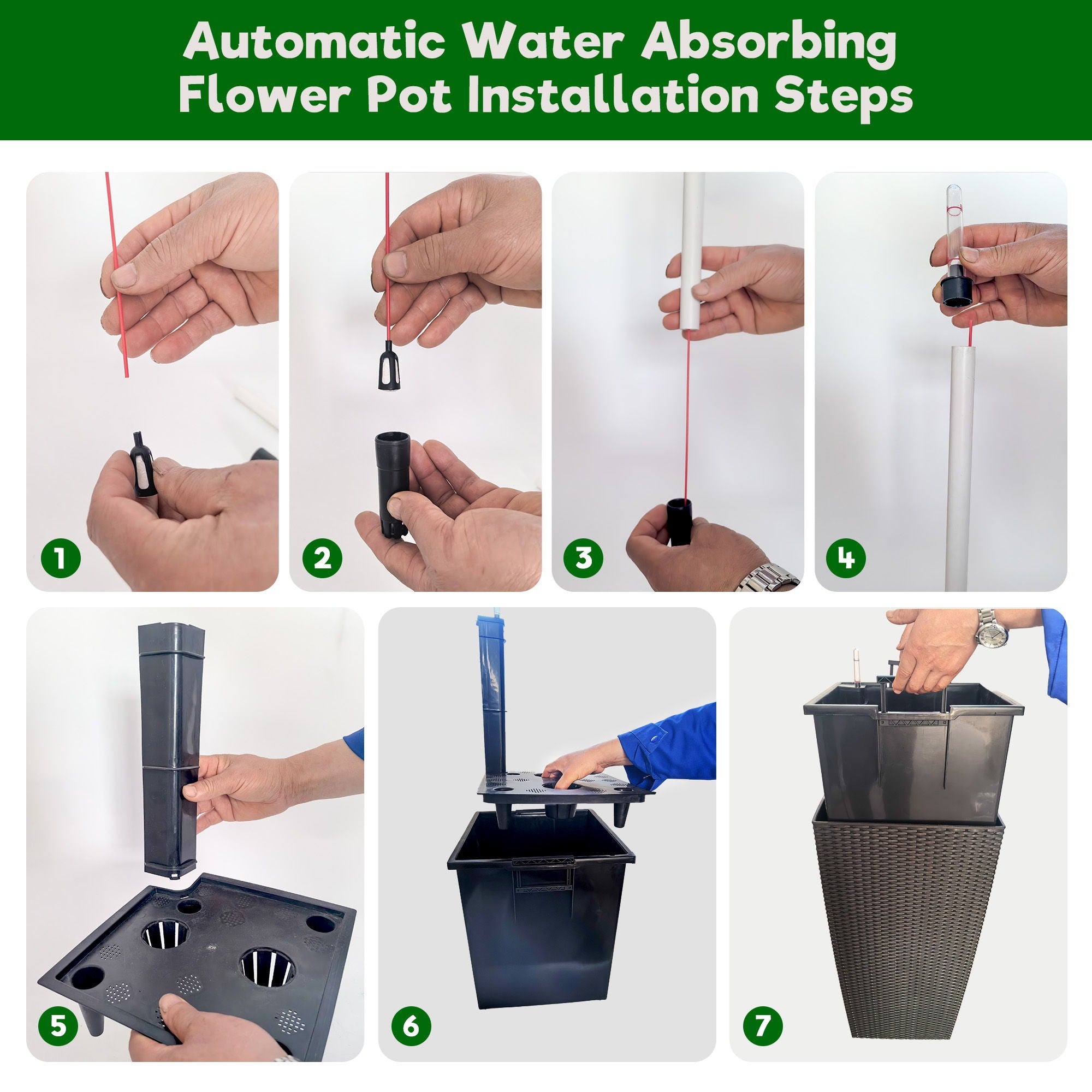 Indoor Outdoor Planter With Automatic Watering System (Set of 2)