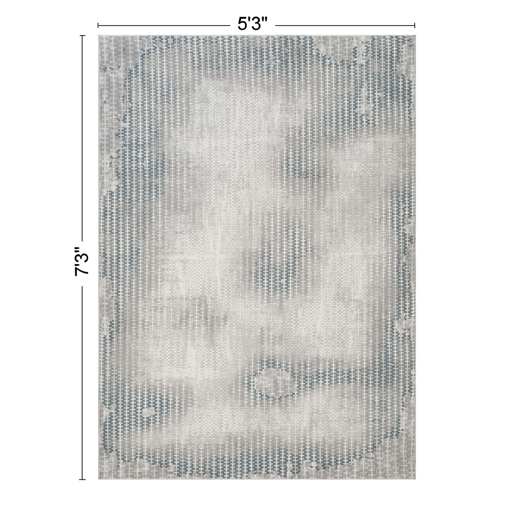 Geometrix - 5'3" X 7'3" Area Rug, Geometric 3D Effect - Ivory / Gray