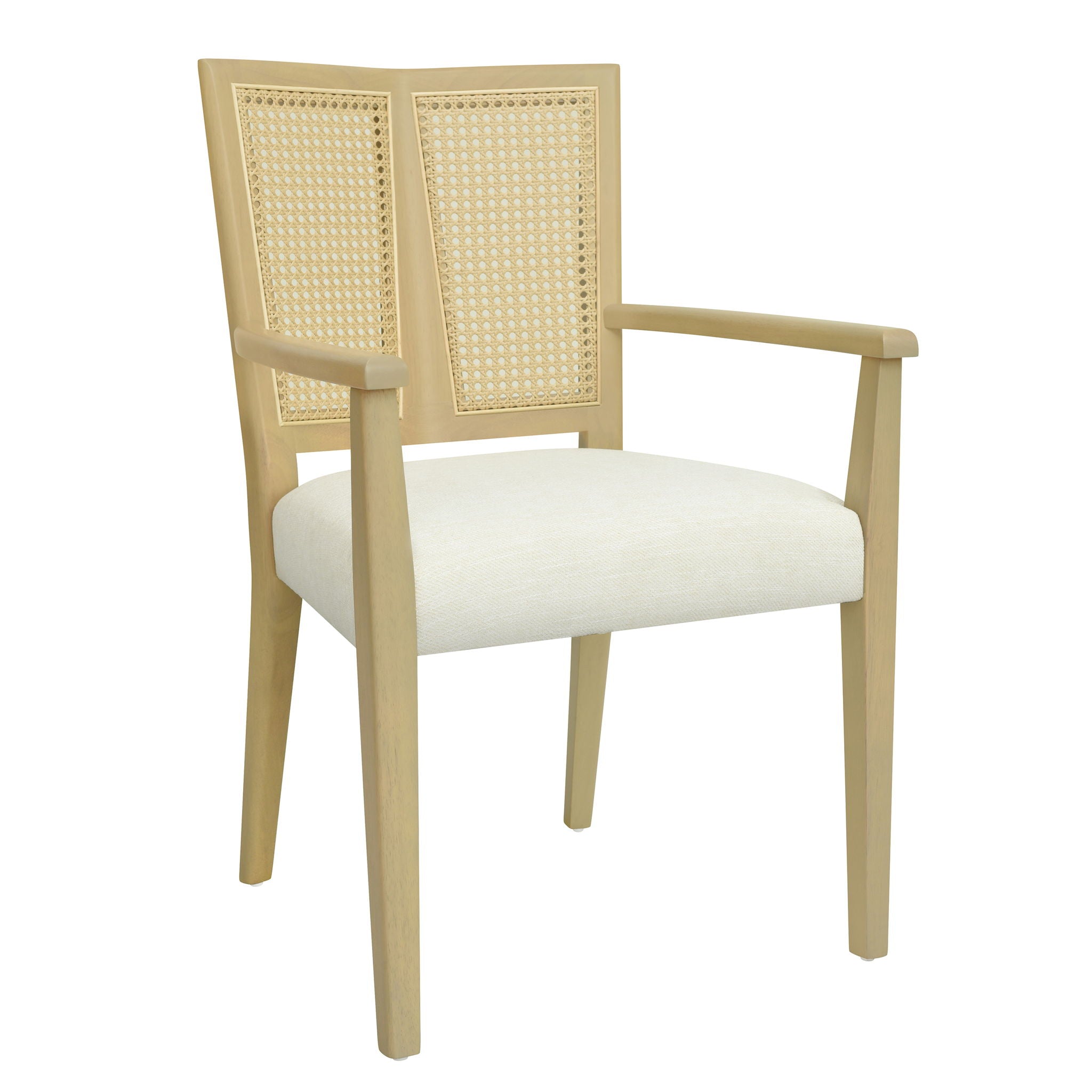 Mid Century Modern Arm Dining Chairs With Rattan Backrest