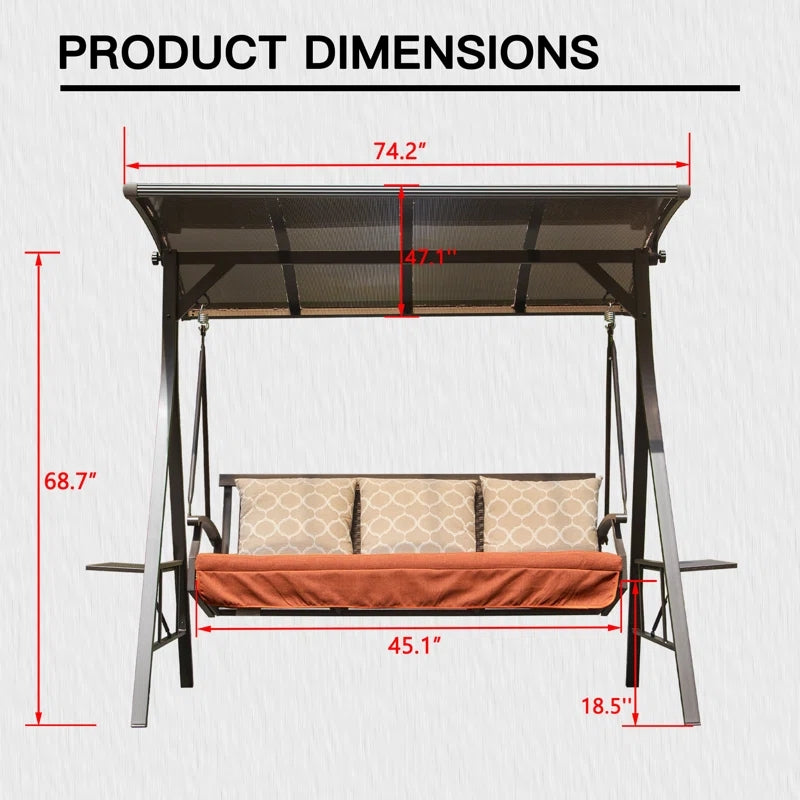 Patio Porch Swing Adjustable Canopy Deluxe Hammock Swing Glider