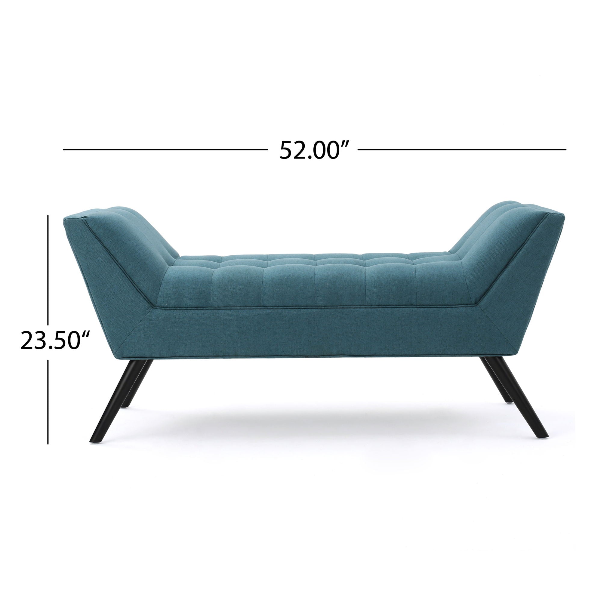 Modern Fabric Bench With Padded Seat And Wide U Shape Design - Teal
