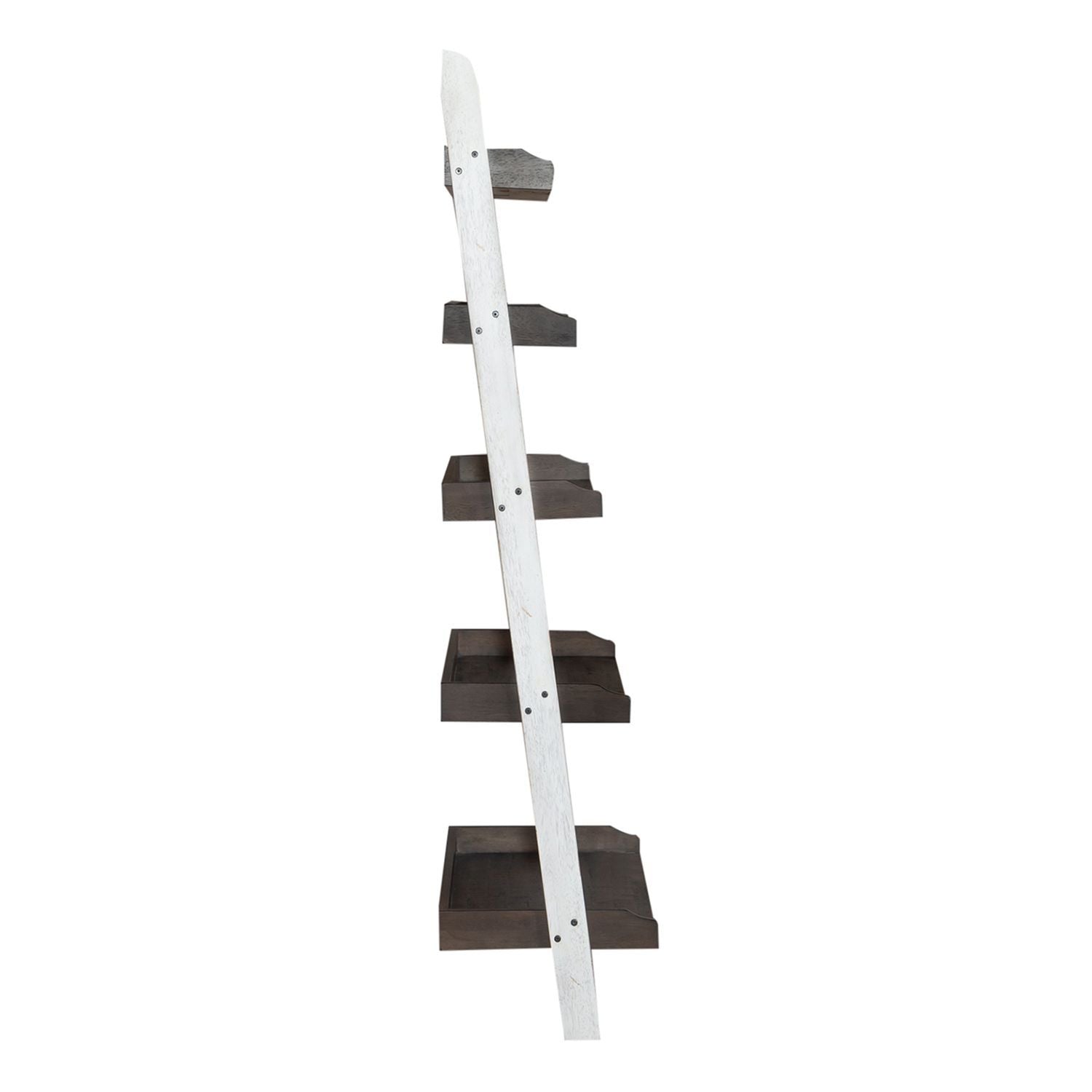 Farmhouse - Leaning Bookcase - Two Tone White / Wood Tone