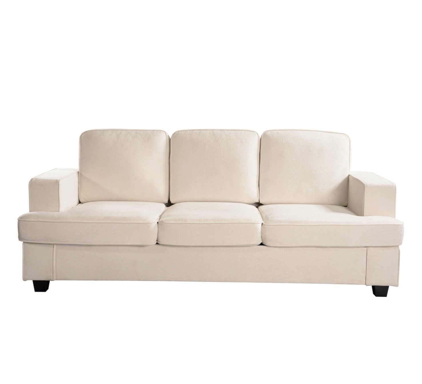 Modern Sofa, Comfortable 3 Seater Couch With Deep Seating, Loose Back Cushions, Wide Arms