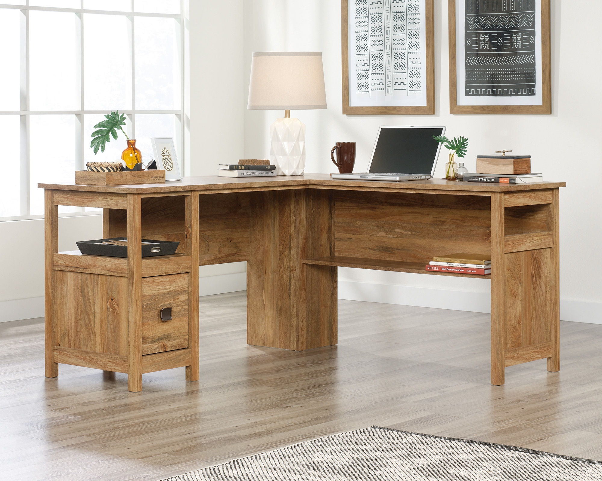 L-Shaped Desk in Sindoori Mango