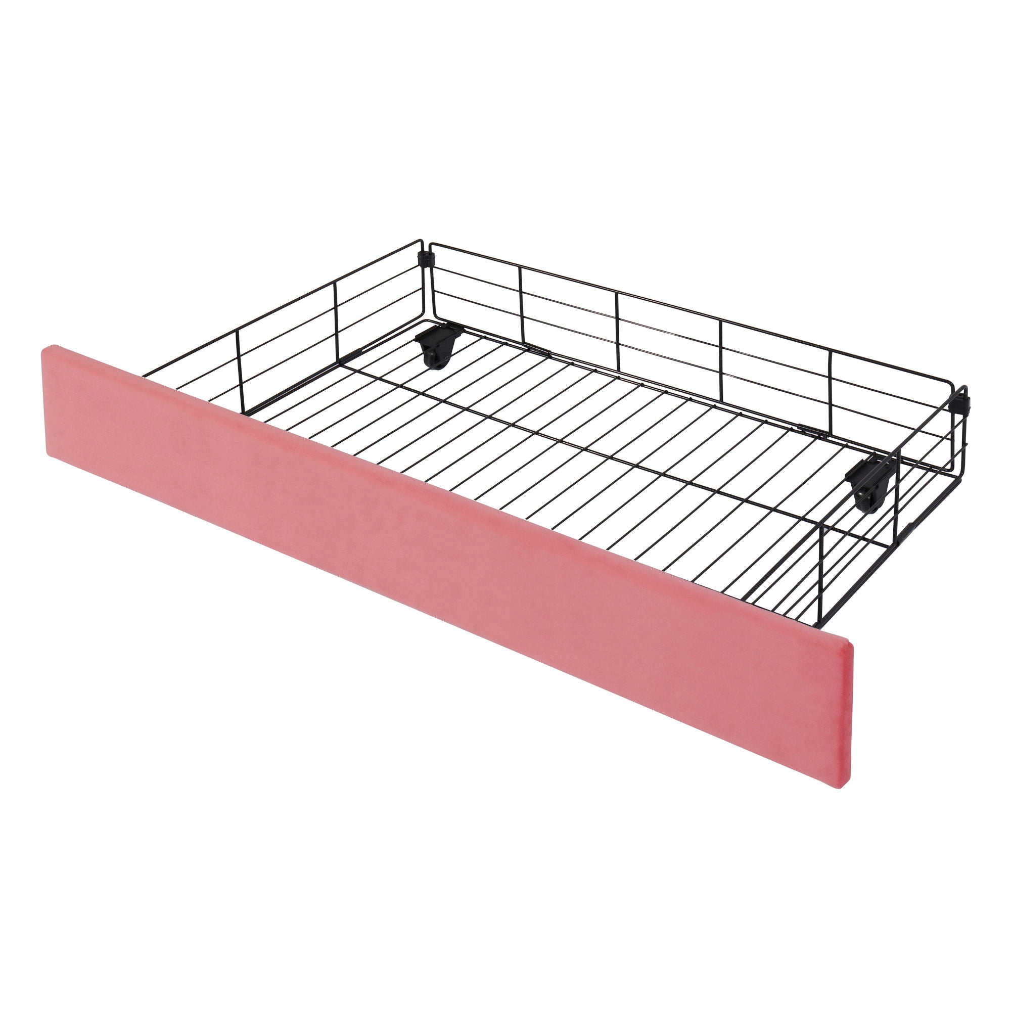 Queen Size Upholstered Platform Bed With LED Lights And 4 Drawers, Stylish Irregular Metal Bed Legs Design - Pink