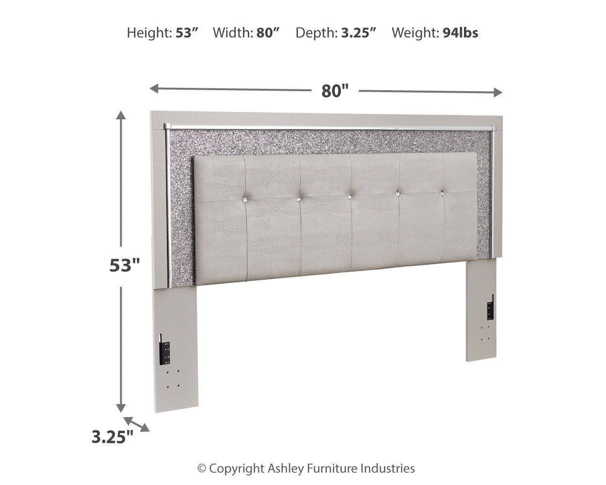 Signature Design by Ashley® Zyniden - Silver - King Upholstered Panel Headboard | Meri Furniture