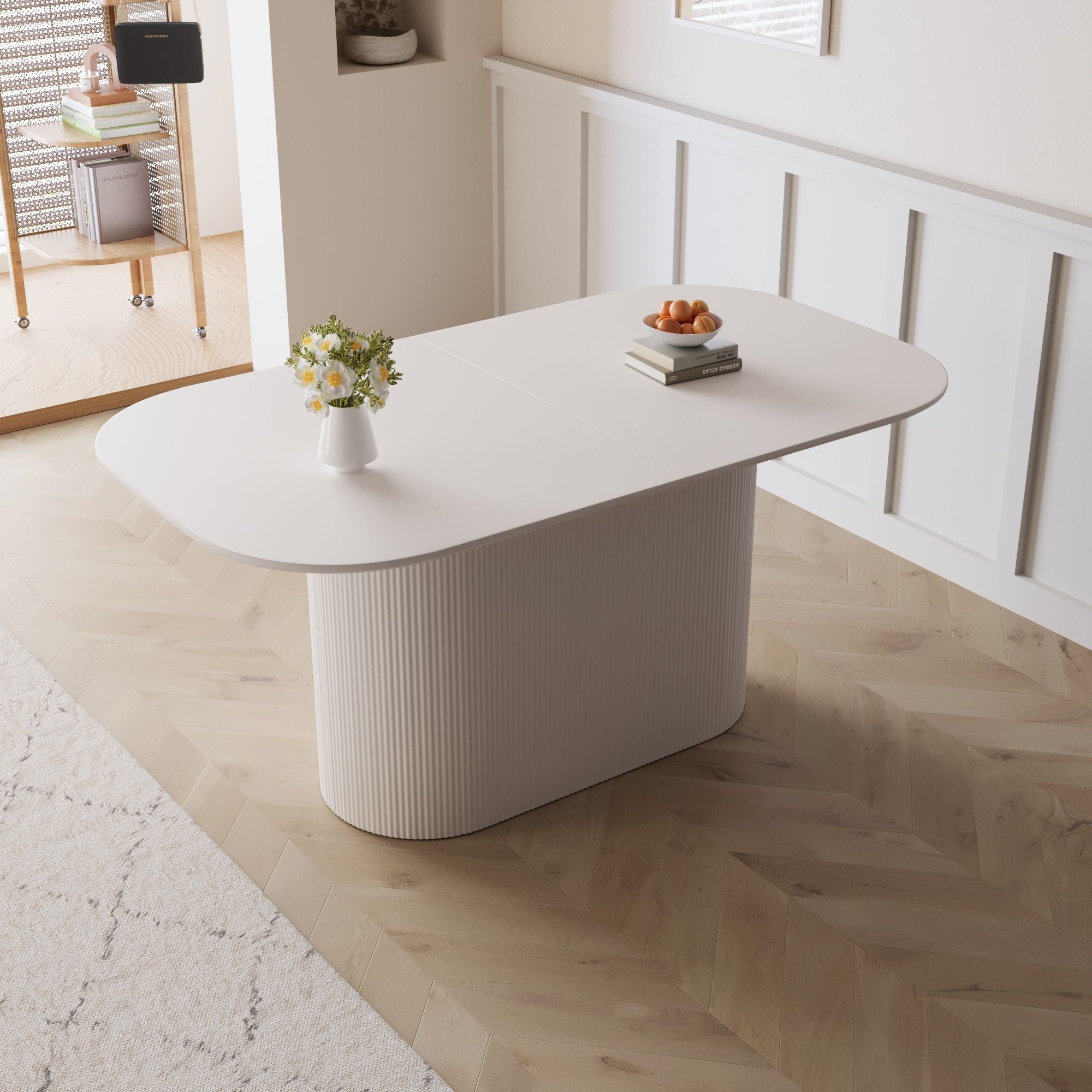 Modern Dining Table With Vertical Striped Legs