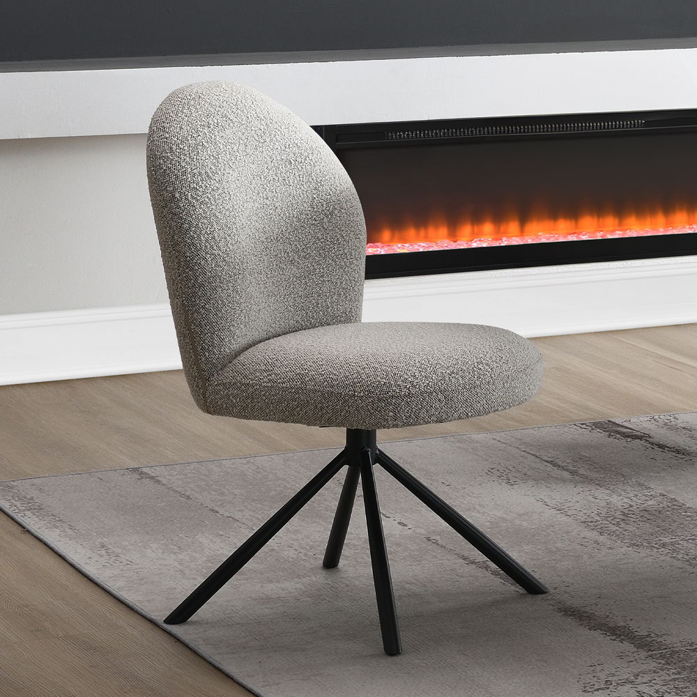 ACME Lawton - Side Chair With Swivel (Set of 2) - Gray Boucle & Black Finish | Meri Furniture