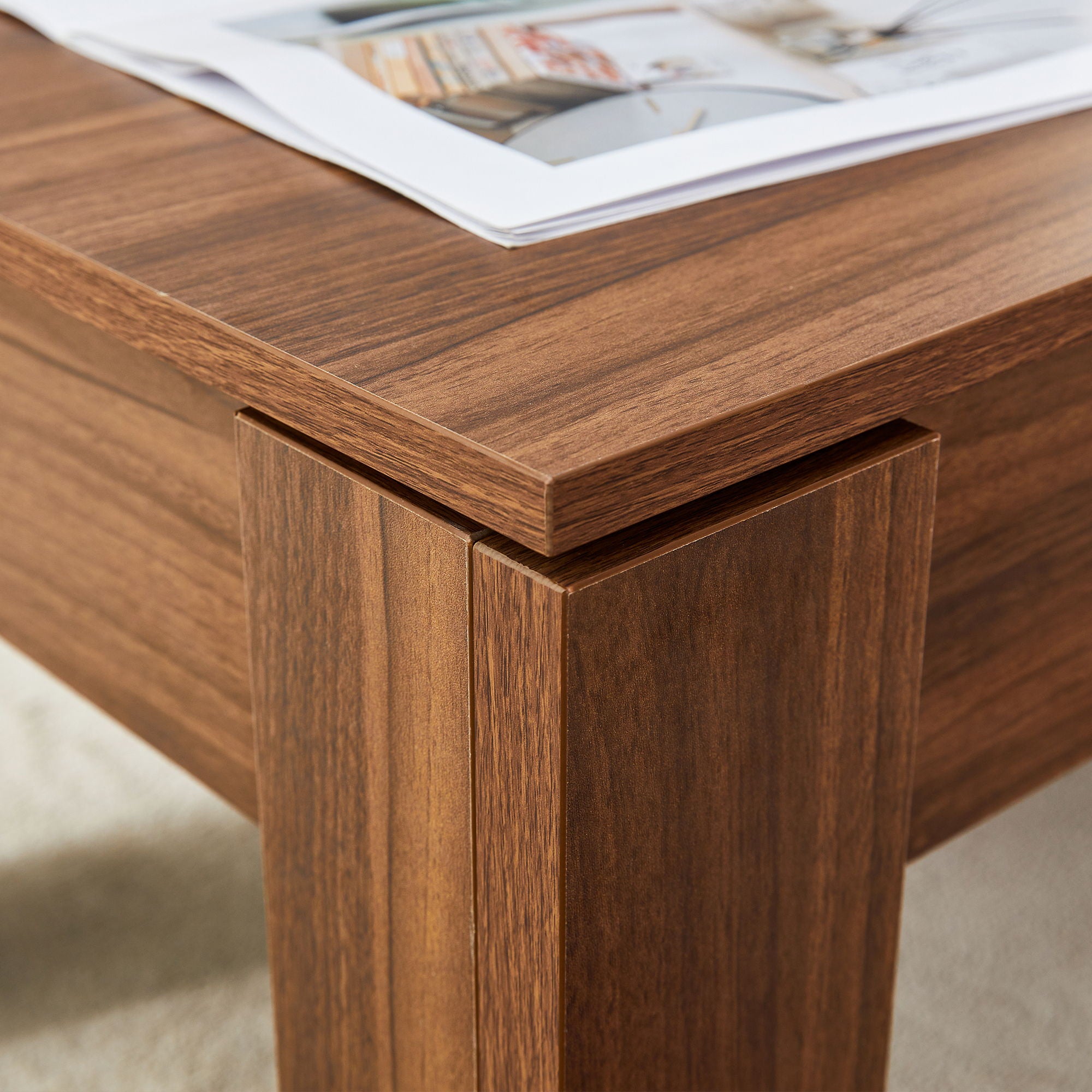 Multi Functional Coffee Table With Password Lock, Suitable For Storing Firearms And Wine - Walnut