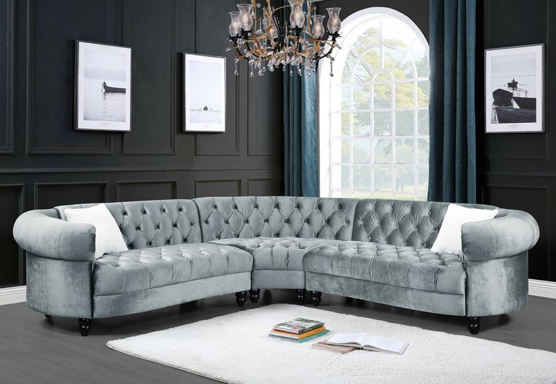 ACME Qulan - Sectional Sofa - Light Blue Velvet | Meri Furniture