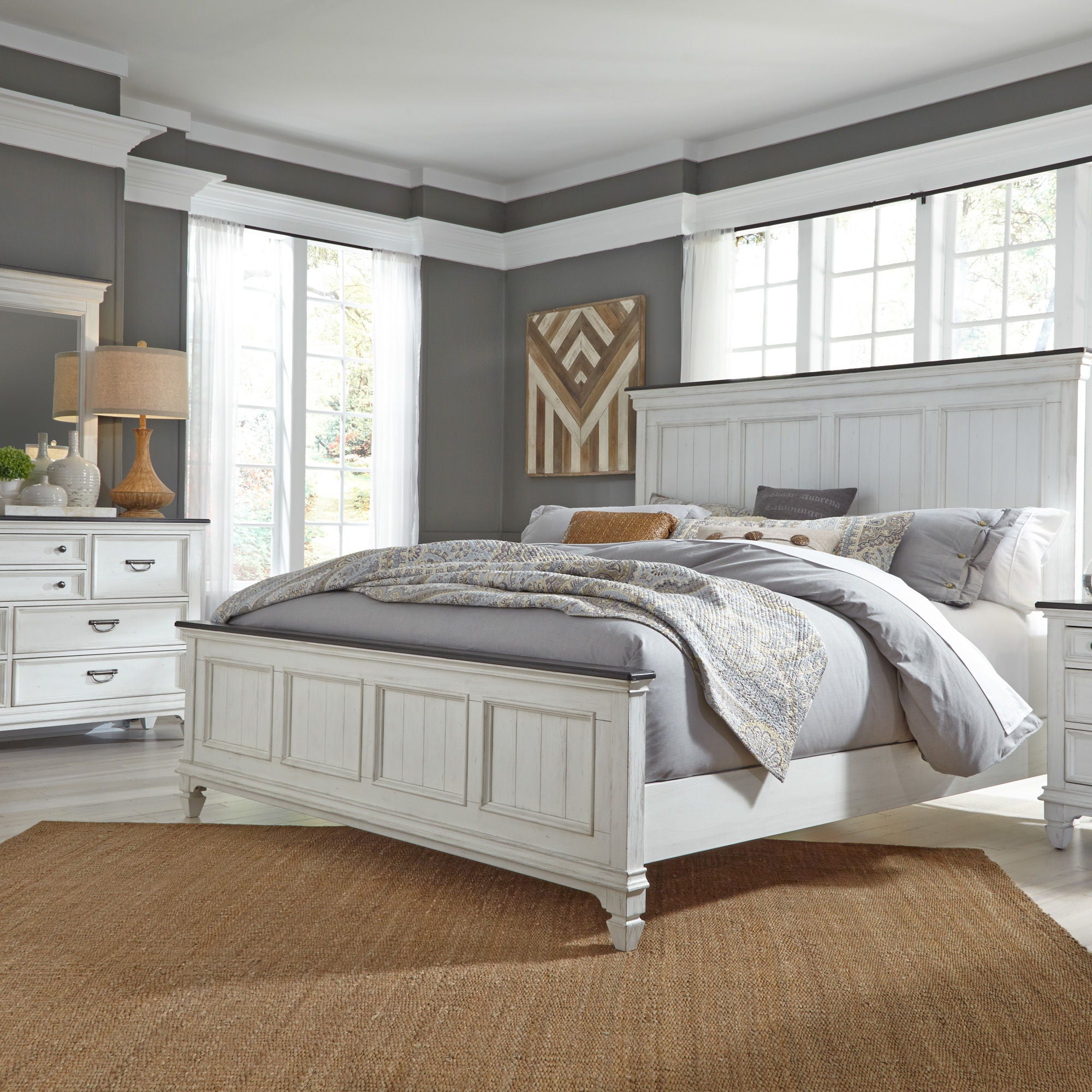 Liberty Furniture Allyson Park - Panel Bed, Dresser & Mirror | Meri Furniture
