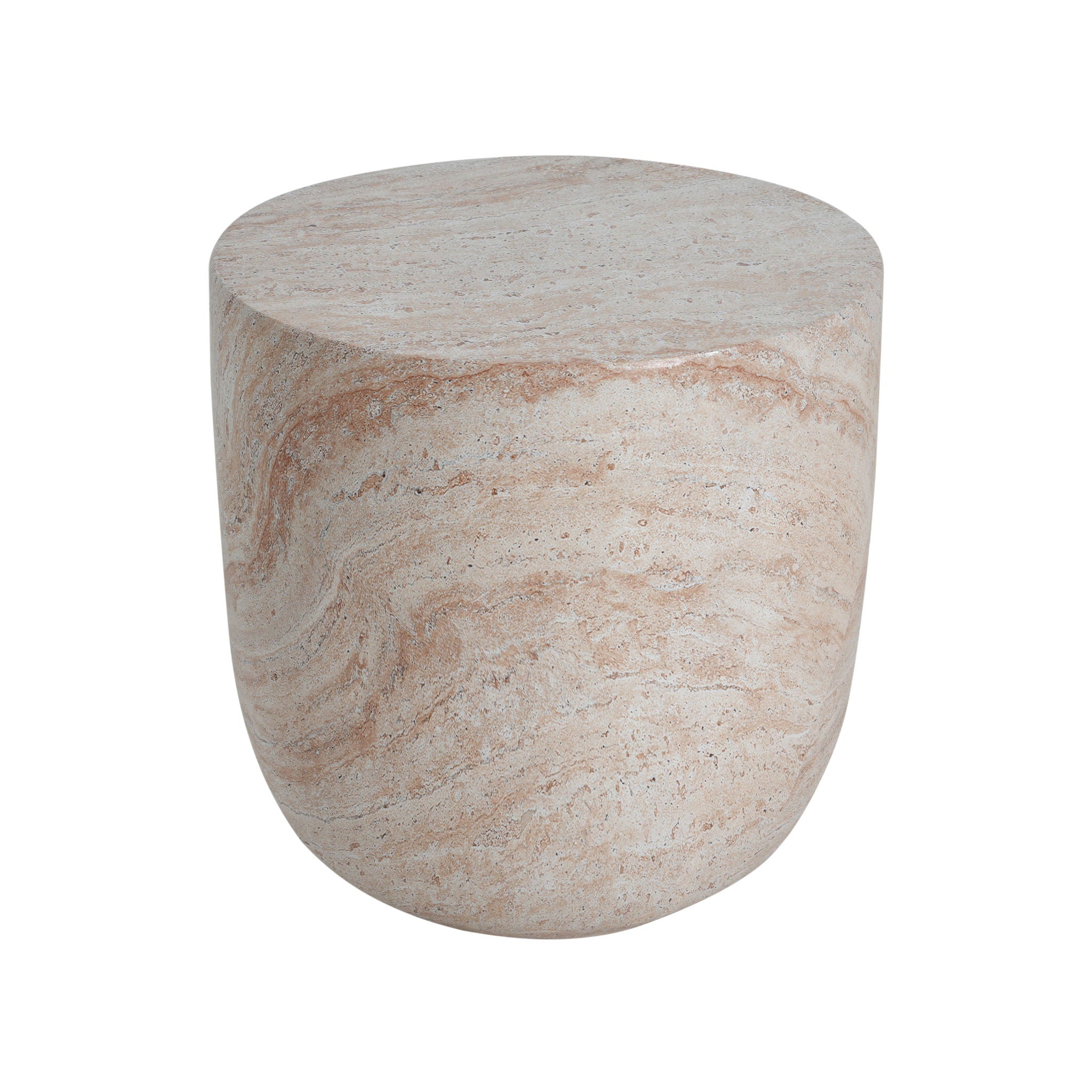 Outdoor / Indoor, Lightweight Concrete Side Table With Travertine - Beige