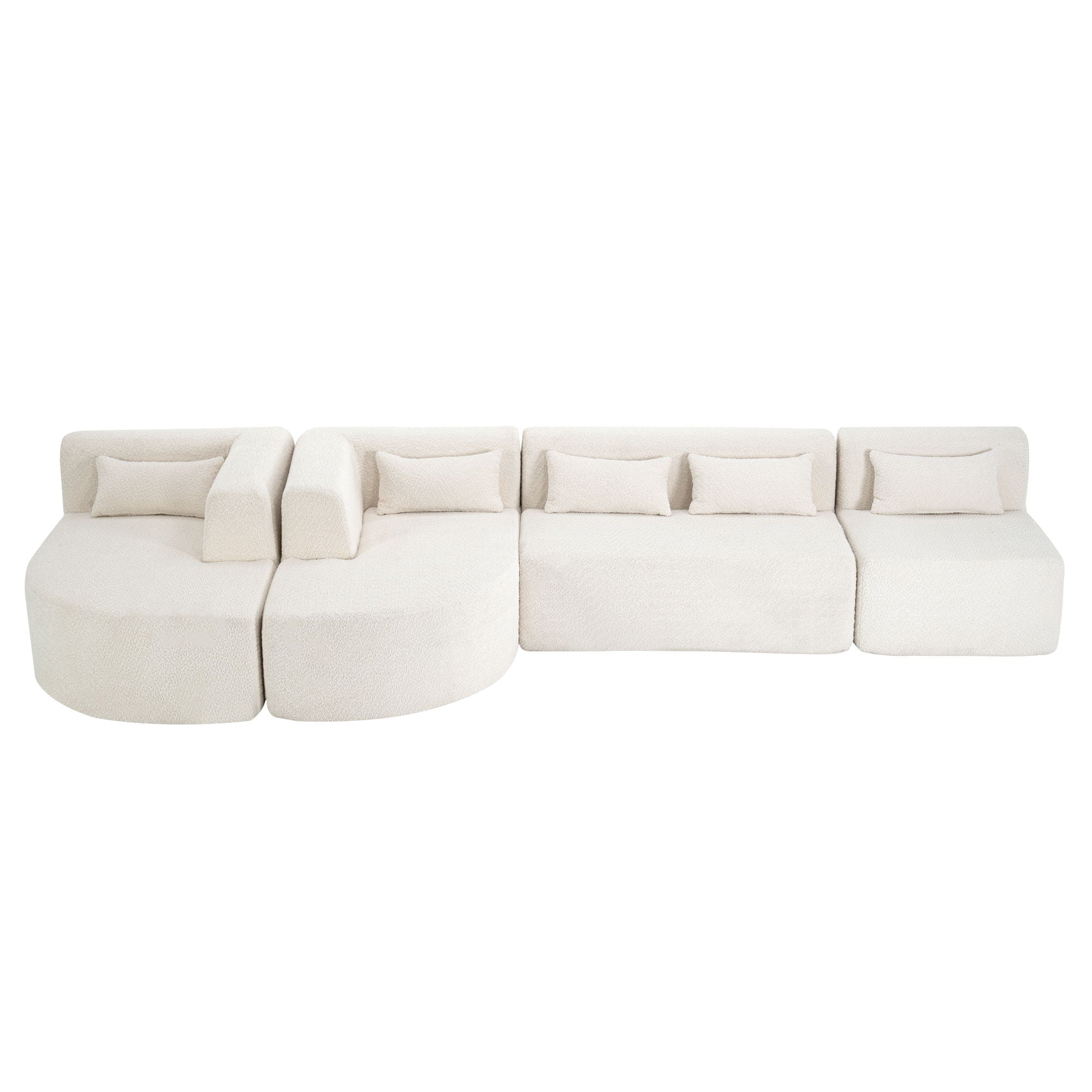Upholstered Sofa Free Combined Sofa Couch With 2 Chaise Lounge And Five Back Pillows For Living Room