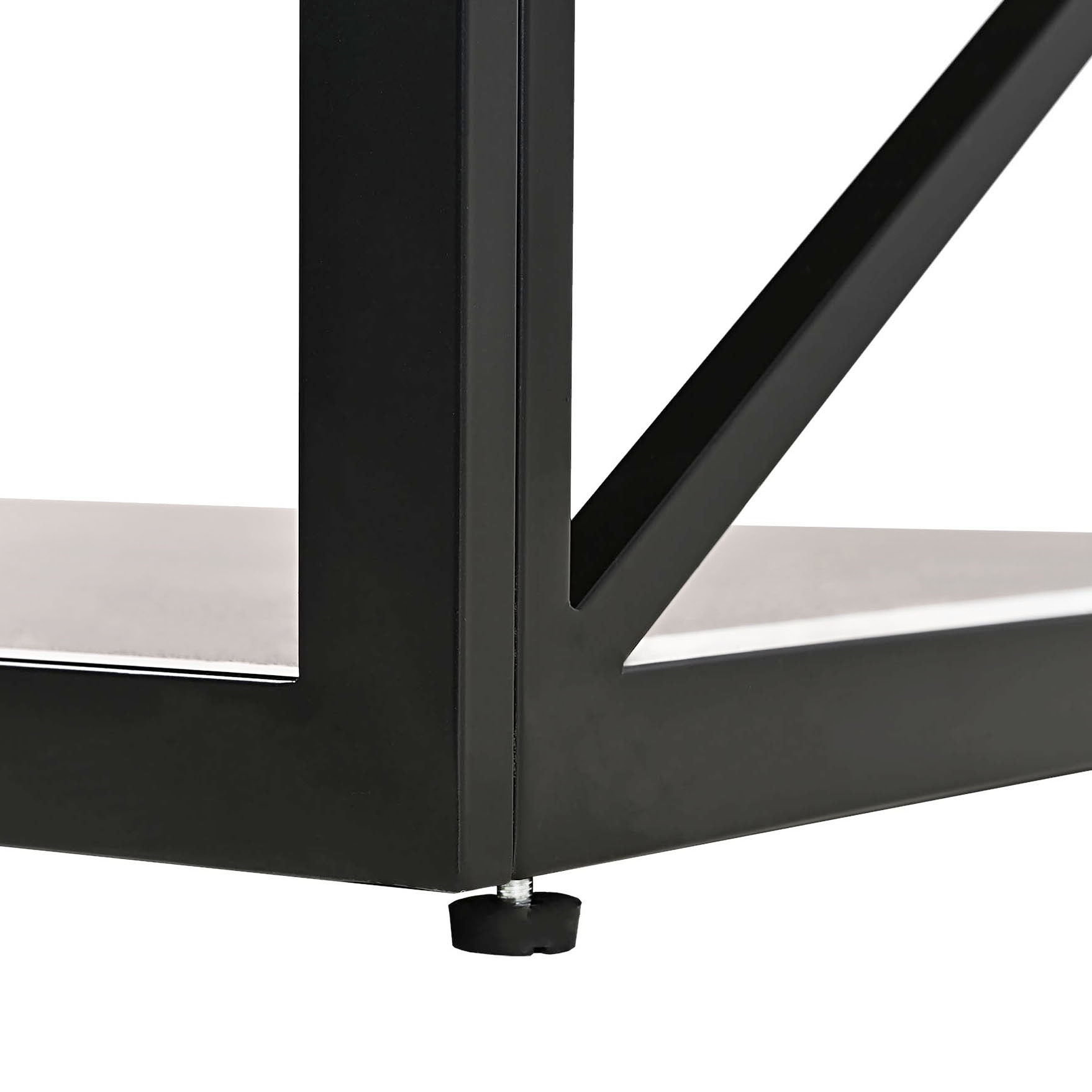 Industrial Style Coffee Table For Bedroom & Living Room With Tempered Glass & Wood Grain - Wood