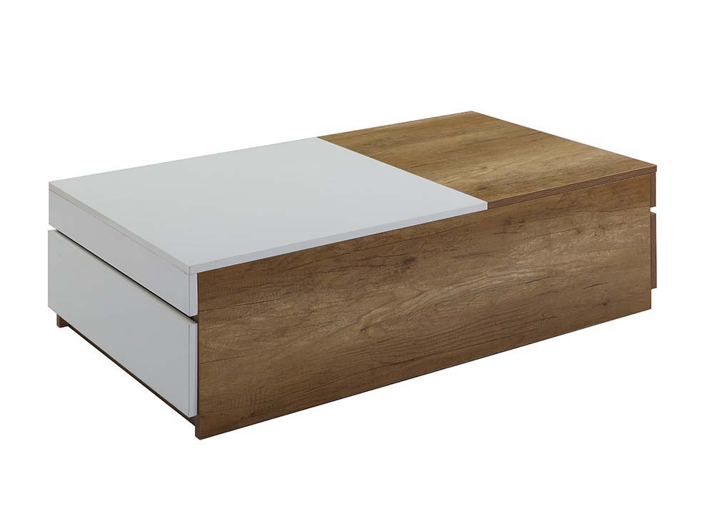ACME Aafje - Coffee Table - Oak & White Finish | Meri Furniture
