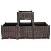 Indoor / Outdoor Rectangular Plastic Planting Box Kit For Vegetables, Herbs, Flowers & Succulents, Coffee, Polypropylene, 62.80" - Coffee