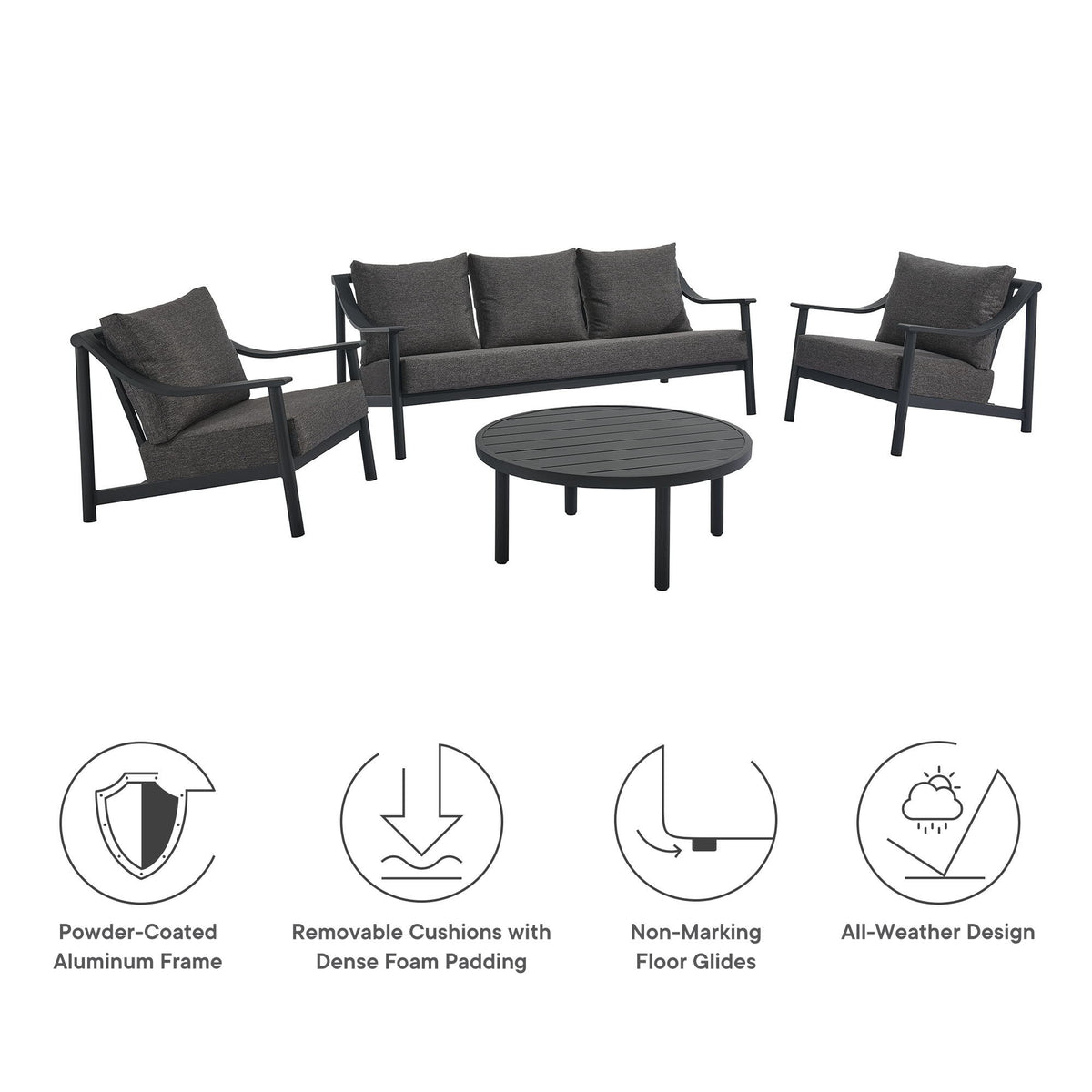 Terrace 4-Piece Outdoor Patio Aluminum Furniture Set by Modway