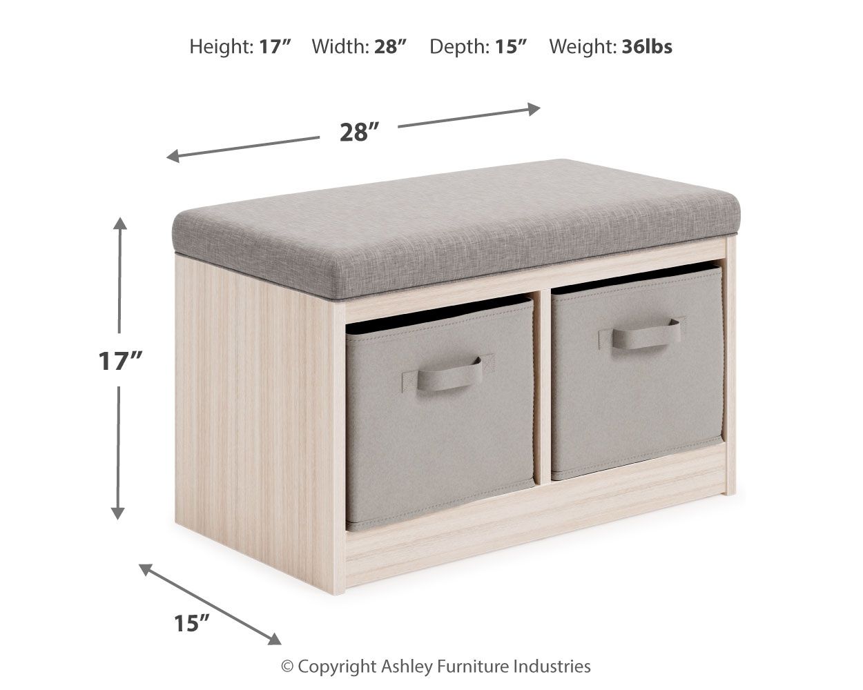 Ashley Furniture Blariden - Gray / Natural - Storage Bench | Meri Furniture