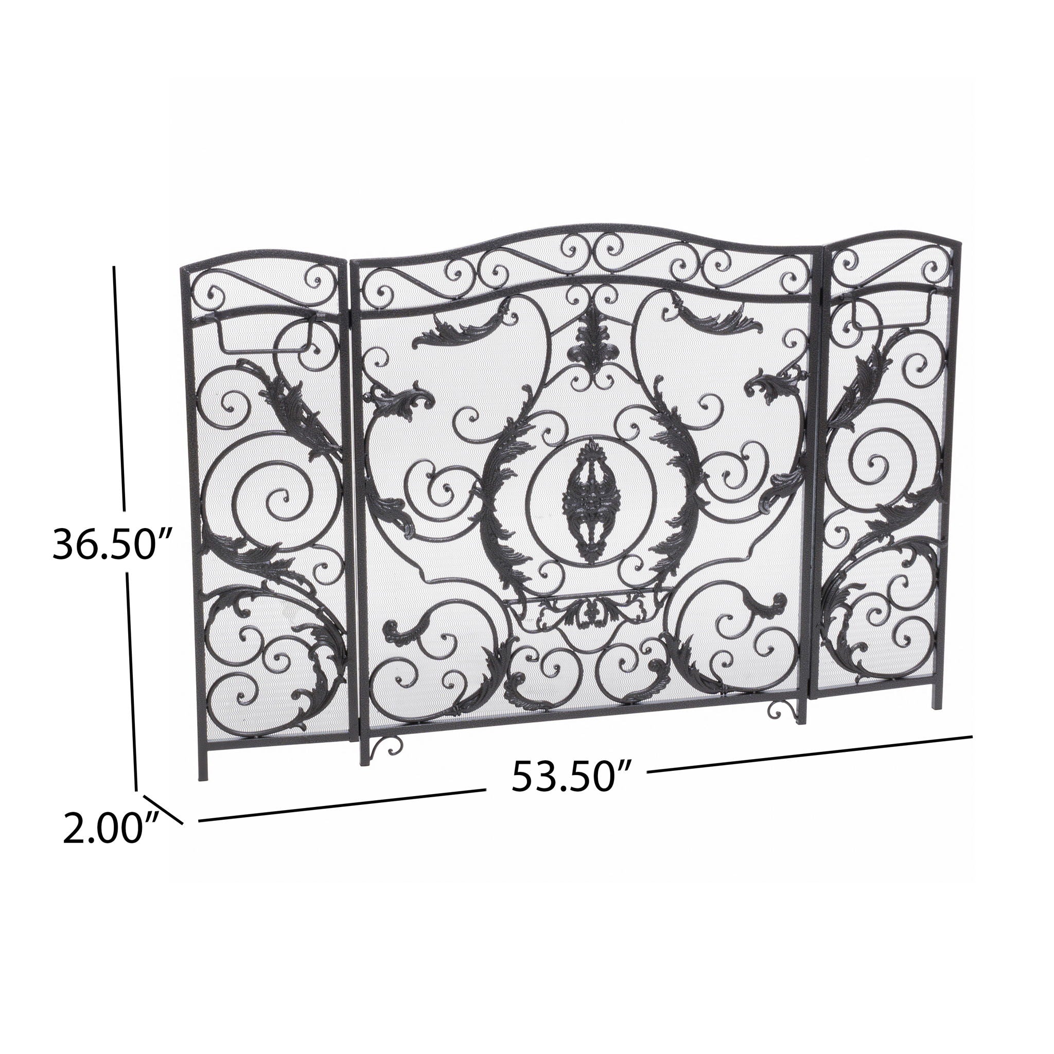 Mariella - Traditional Floral Iron Fireplace Screen With Ornate Design