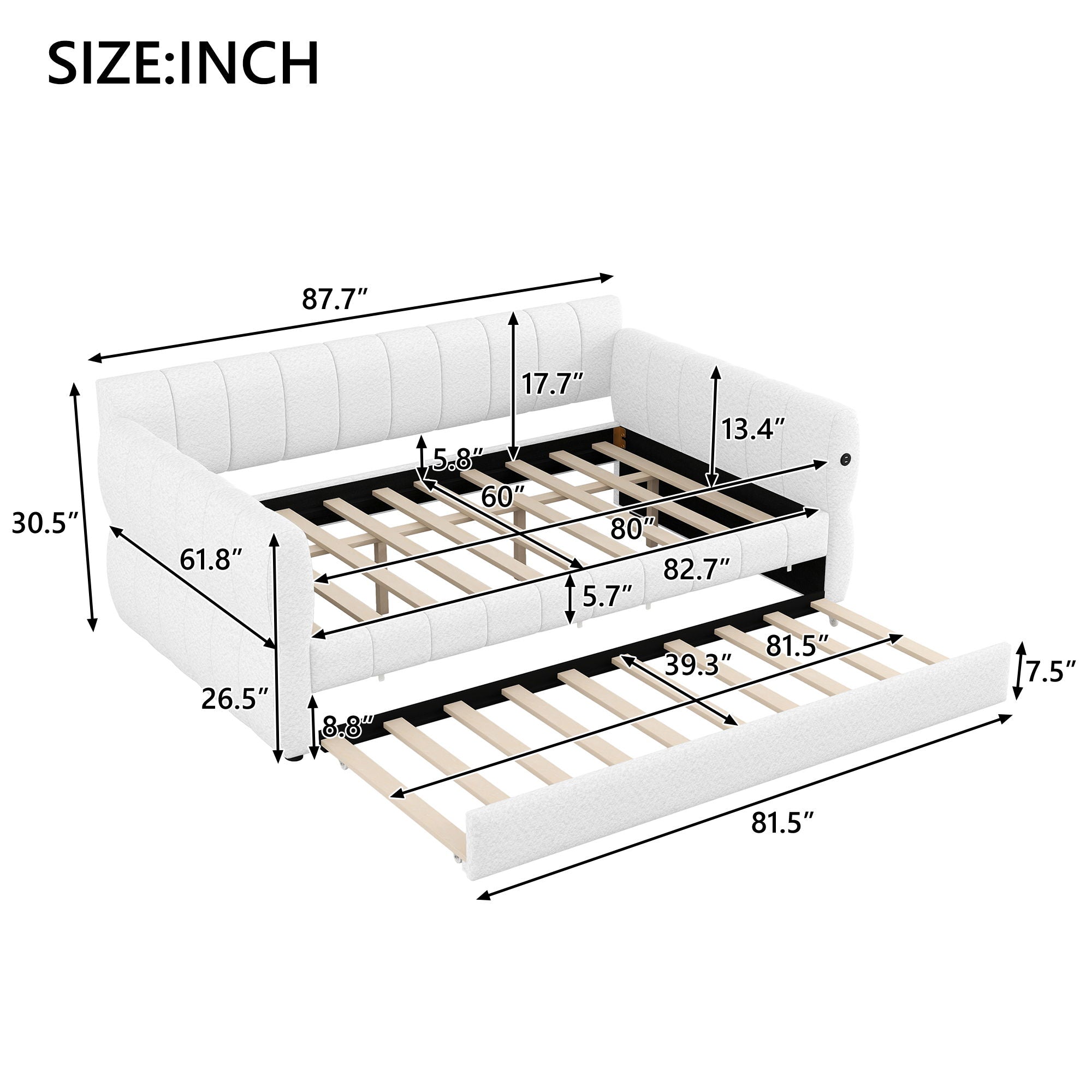 Upholstered Platform Bed With USB Charging