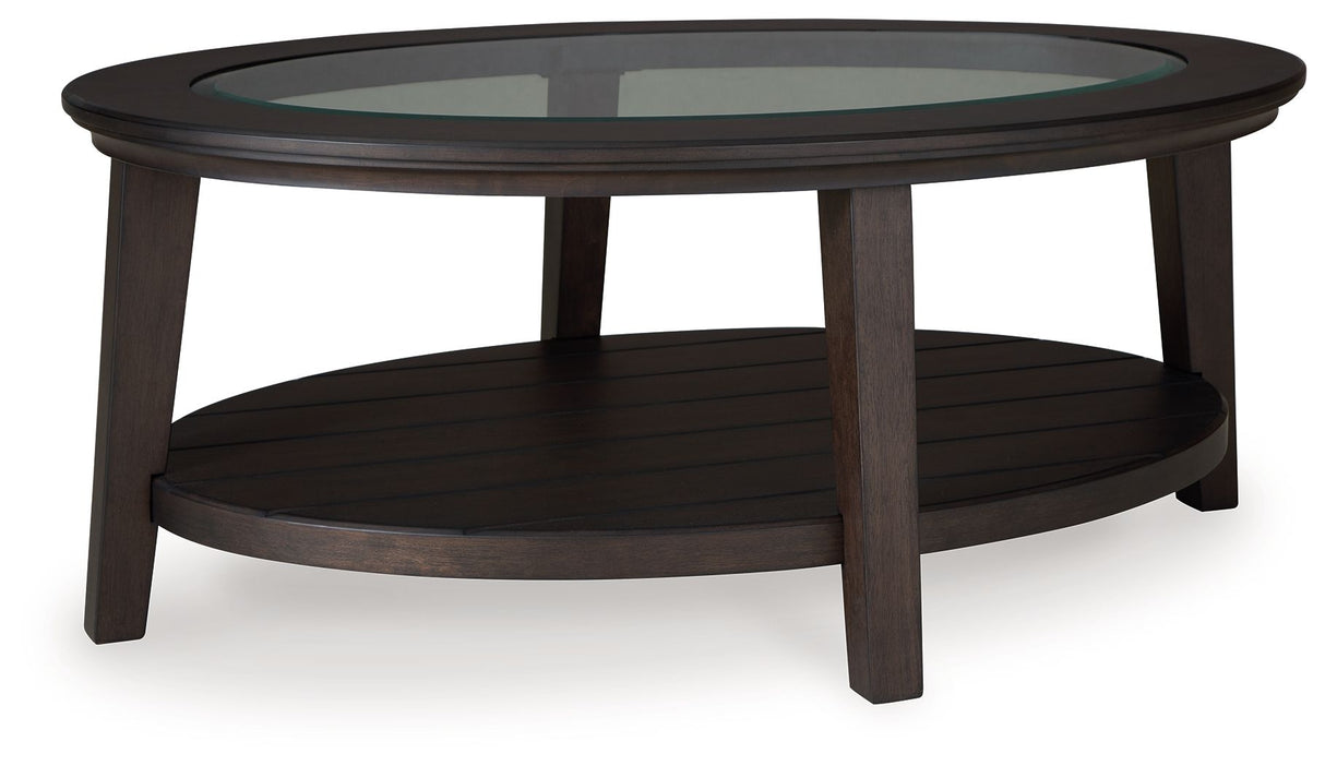 Signature Design by Ashley® Celamar - Dark Brown - Oval Cocktail Table | Meri Furniture