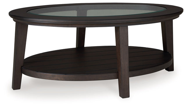 Signature Design by Ashley® Celamar - Dark Brown - Oval Cocktail Table | Meri Furniture