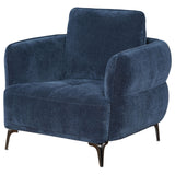 Lively - Chenille Upholstered Modern Track Arm Chair - Blue