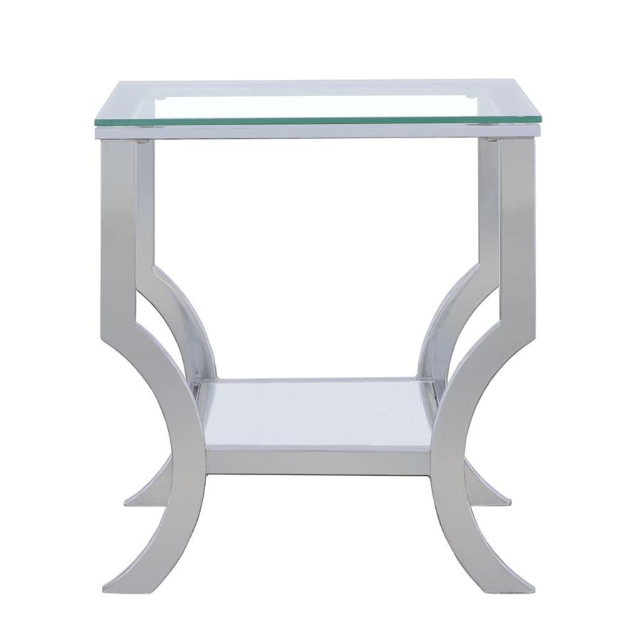 Coaster Fine Furniture Saide - Square Glass Top Side End Table - Chrome | Meri Furniture