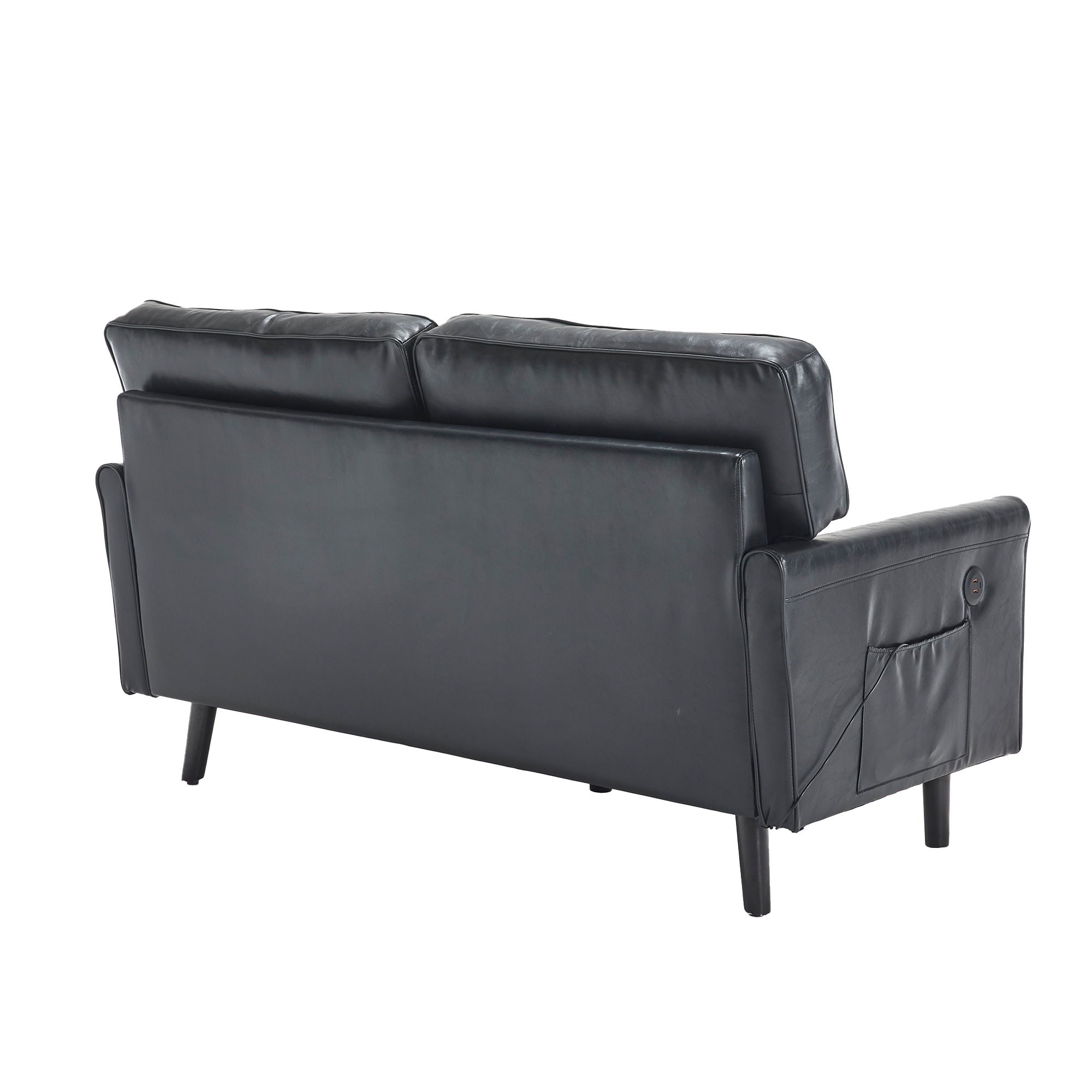 Mid Century Modern Loveseat Sofa With USB Ports, Removable Pillow Cover