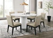 Jasper White 7 Piece 59" Round Dining Table Set with Pedestal Base and Black Finish Chairs