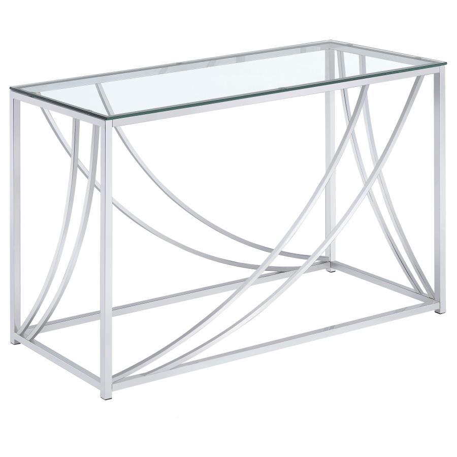 Coaster Fine Furniture Lille - Glass Top Entryway Sofa Console Table Accents - Chrome | Meri Furniture