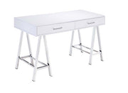 ACME Coleen - Vanity Desk - White High Gloss & Chrome Finish | Meri Furniture