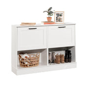 Short Shoe Cabinet with Flip Door in White