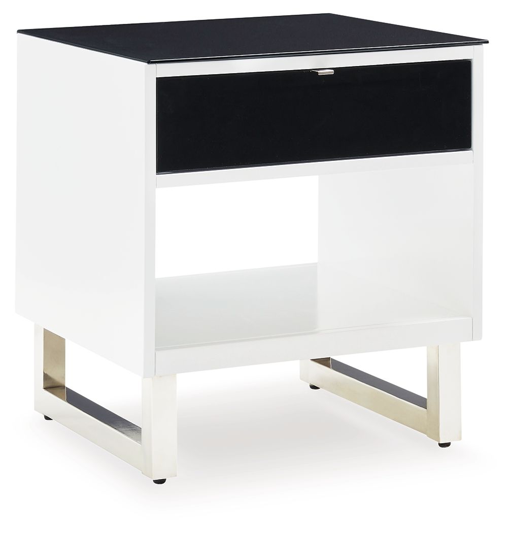Signature Design by Ashley® Gardoni - White / Black - Rectangular End Table | Meri Furniture