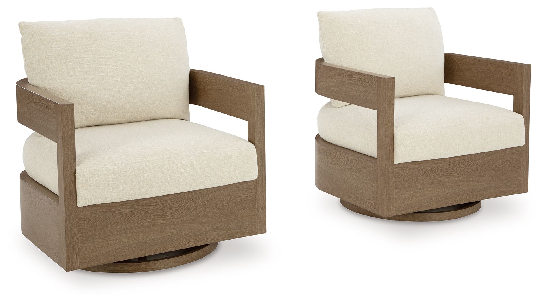 Signature Design by Ashley® Serene Bay - Dark Brown / White - Swivel Glider Chair With Cushion | Meri Furniture