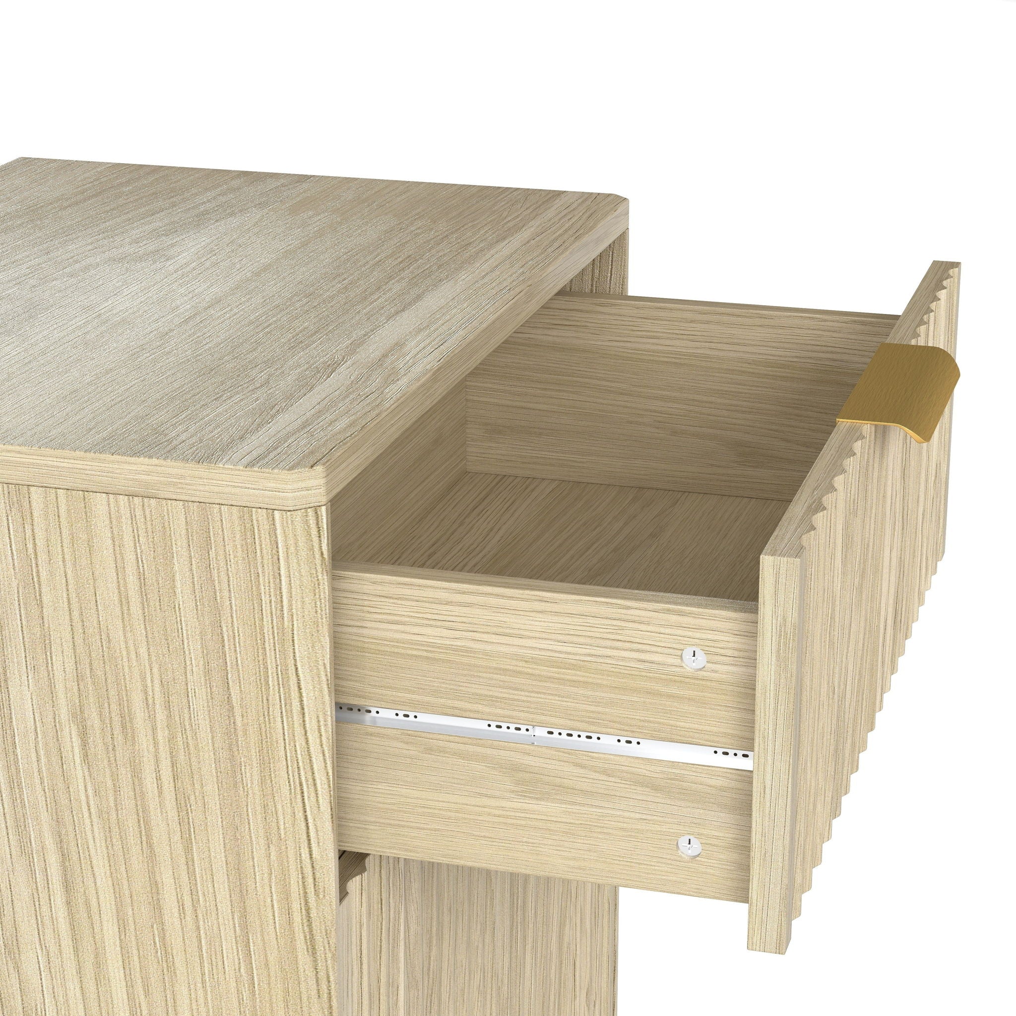 Tilt Out Trash Can Cabinet With Wave Textured Drawer & Pull Out Bin