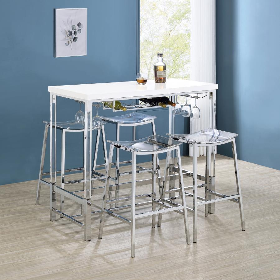 Norcrest - Acrylic Leg Bar Table - White High Gloss
