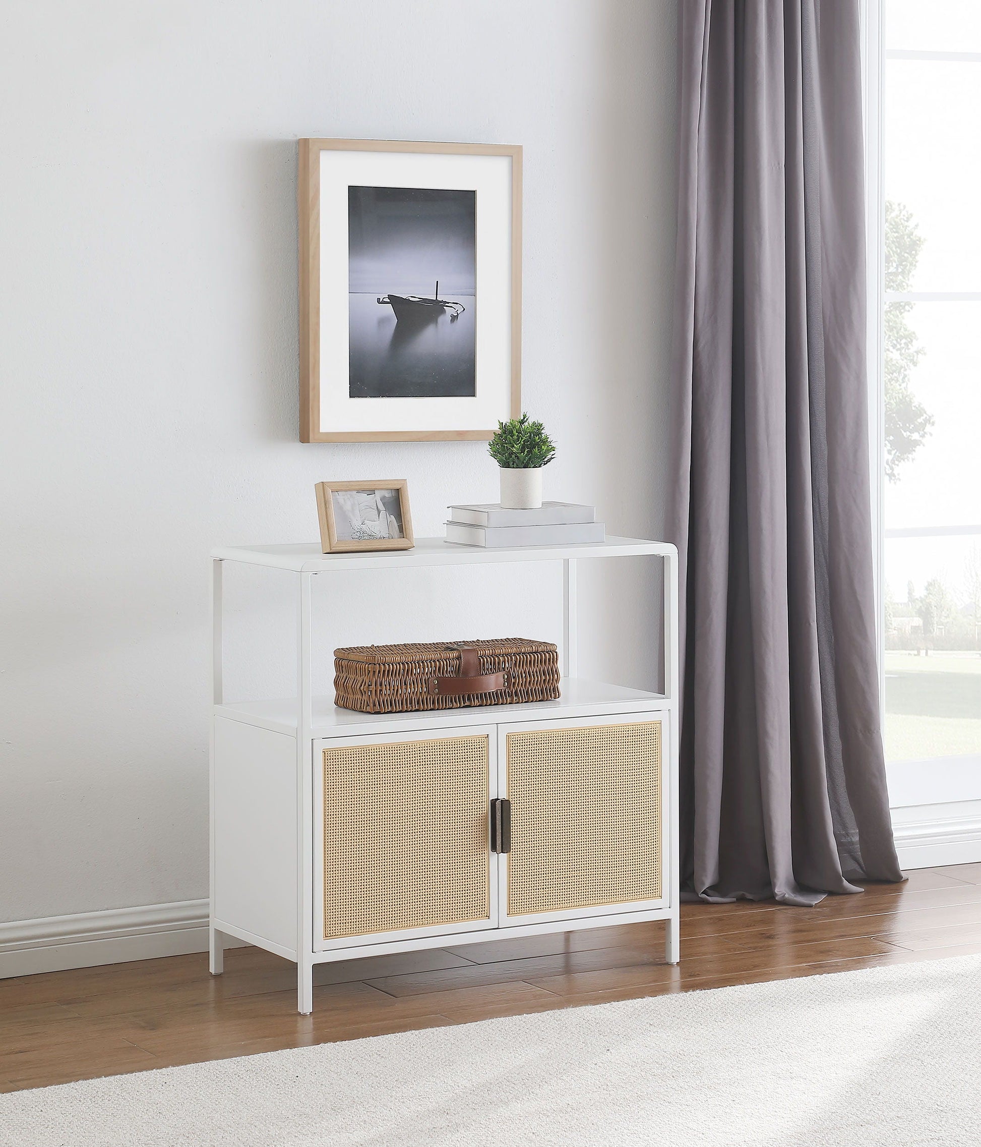 Coaster Fine Furniture Amherst - 2-Door Radio Weave Cane Metal Accent Cabinet | Meri Furniture