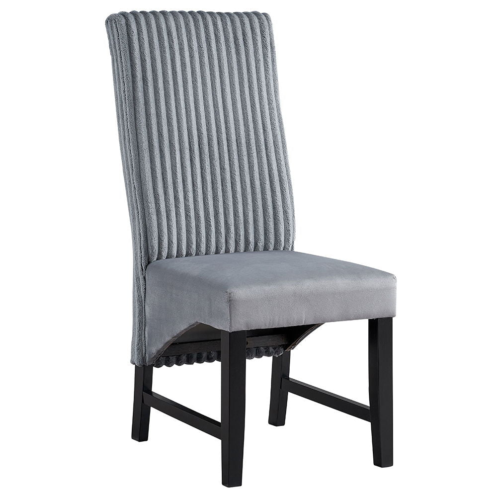 Kini - Side Chair Set of 2) - Gray Corduroy & Black