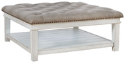 Signature Design by Ashley® Kanwyn - Whitewash - Uph Ottoman Cocktail Table | Meri Furniture