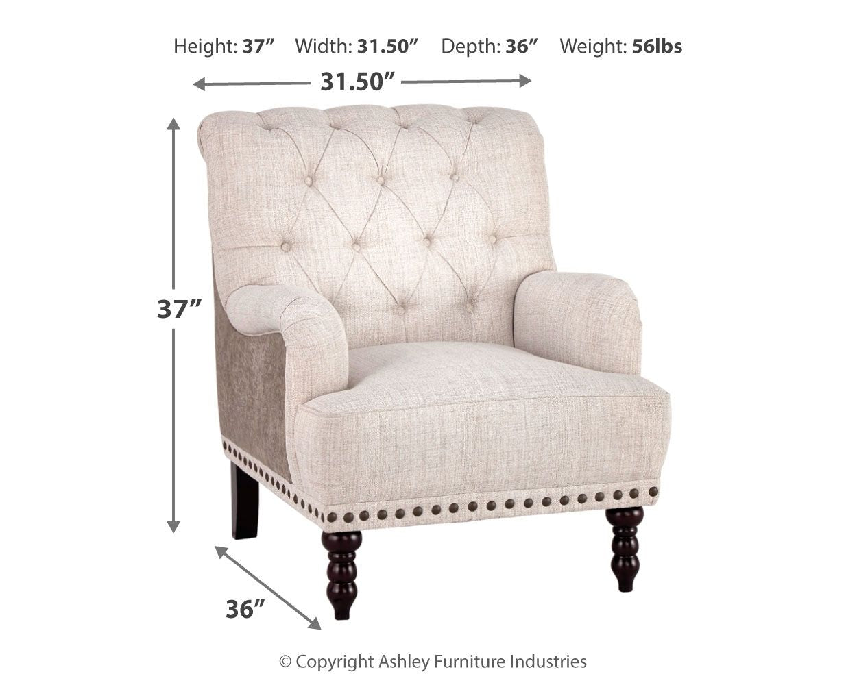 Ashley Furniture Tartonelle - Ivory / Taupe - Accent Chair | Meri Furniture
