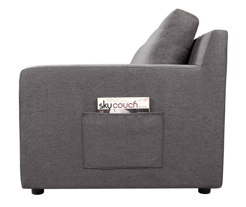 Waylon 93"W Gray Linen 6-Seater L-Shape Sectional Sofa with Storage Ottoman and Pockets