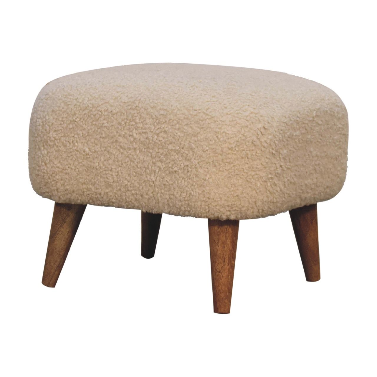 Boucle Square Footstool - Cream