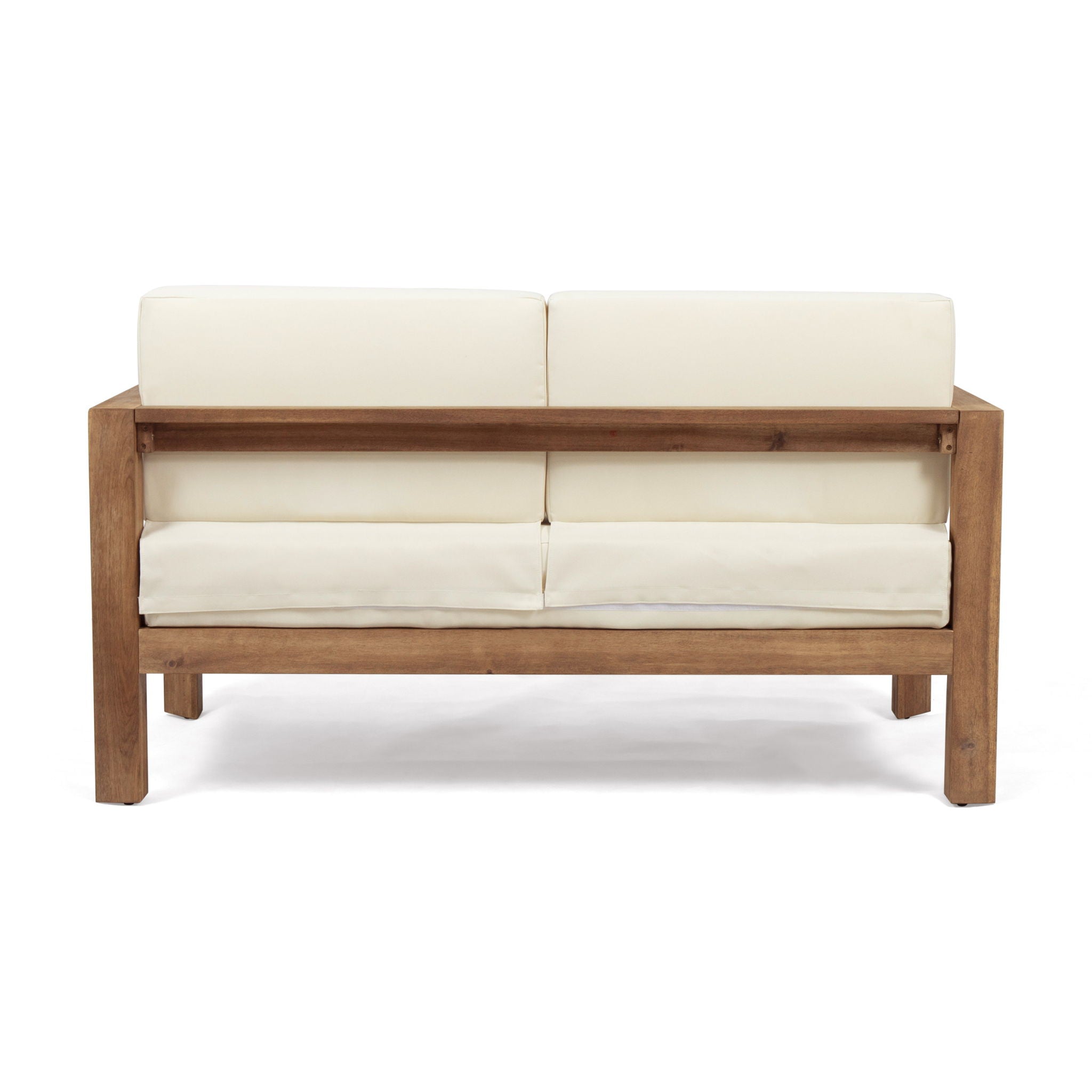 2 Piece Patio Set With Open-Back Loveseat And Coffee Table - Beige / Brown