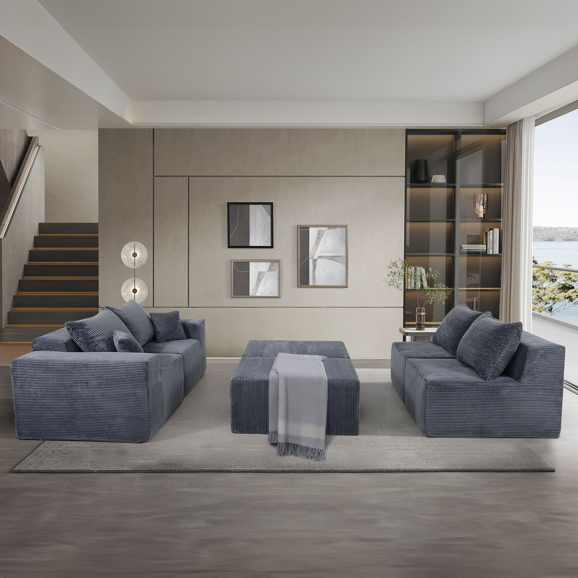 Modular Sectional Sofa, Convertible Couch With Chaise Corduroy